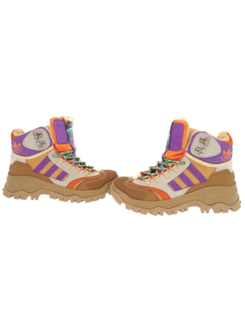 Gucci Adidas Canvas Rubber Multicolor Trekking Shoes Short Boots 37.5